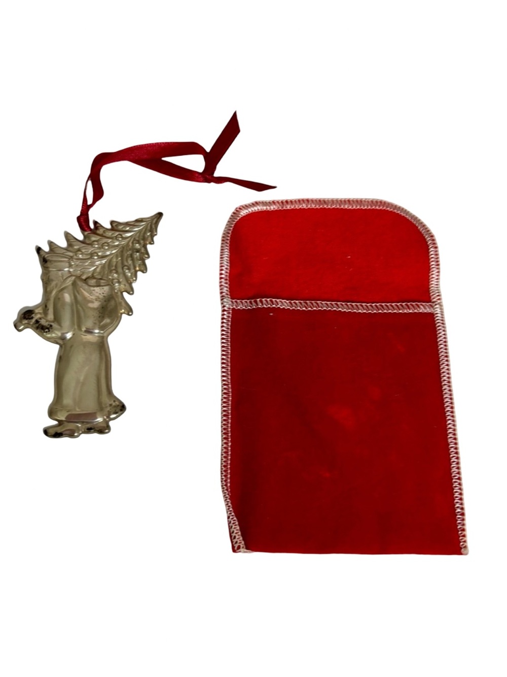 Gorham Silver St Nicholas Ornament with Red Velvet Pouch